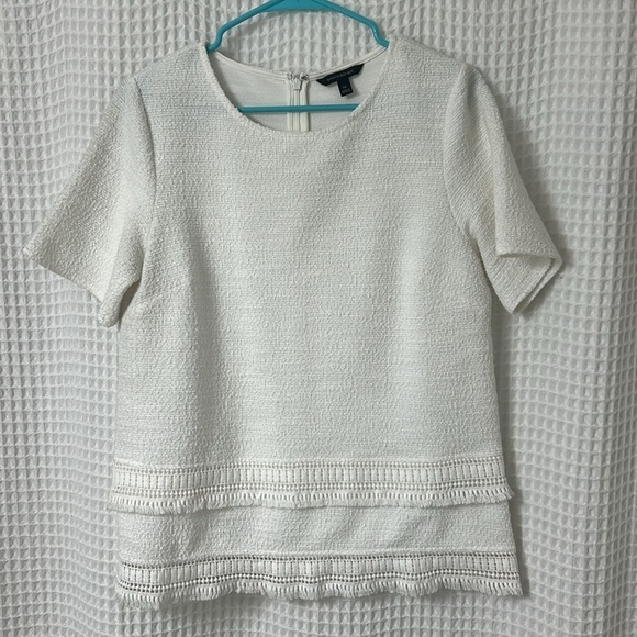 Banana Republic Tops - Banana Republic Short Sleeve Boucle Fringed Top